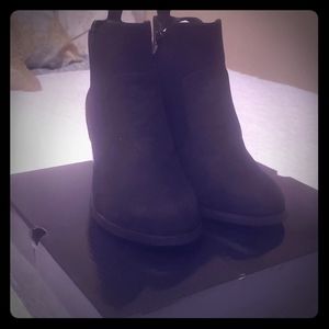 Black wide width ankle booties